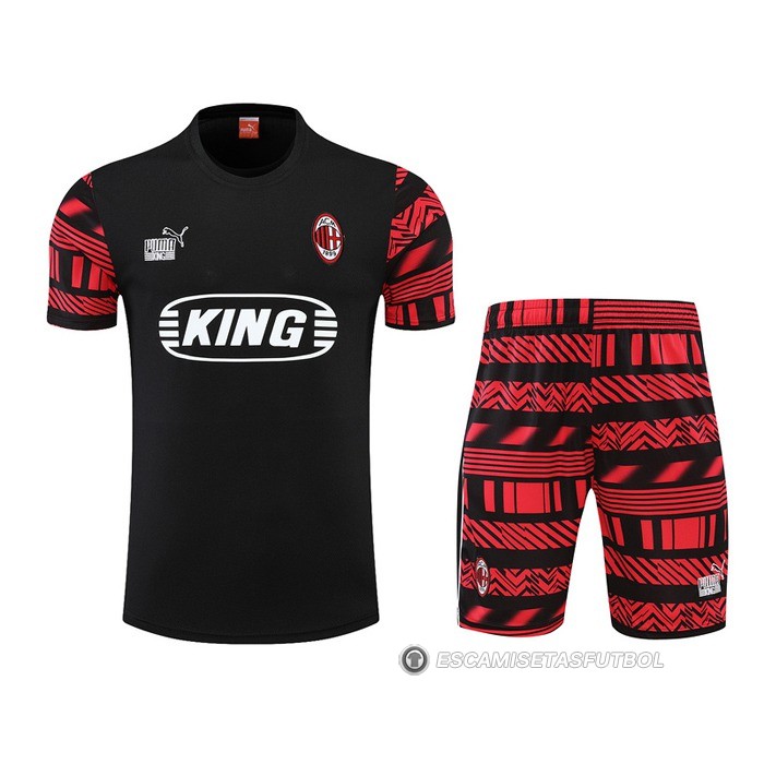 Chandal del AC Milan Manga Corta 22-23 Negro - Pantalon Corto